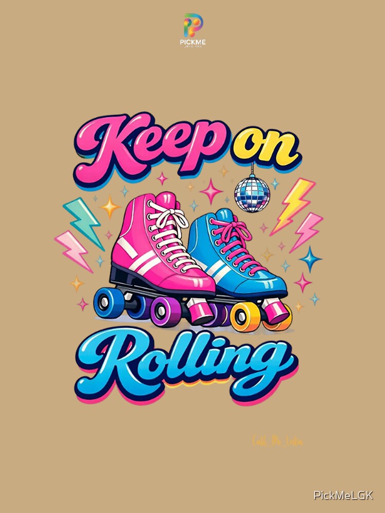 Keep On Rolling – Retro Roller Skates Disco 80s Aesthetic Illustration by PickMeLGK