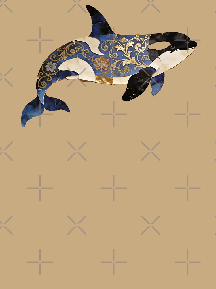 Ornate Baroque Orca – Gold Filigree Marine Mosaic by FIREDesignsPOD