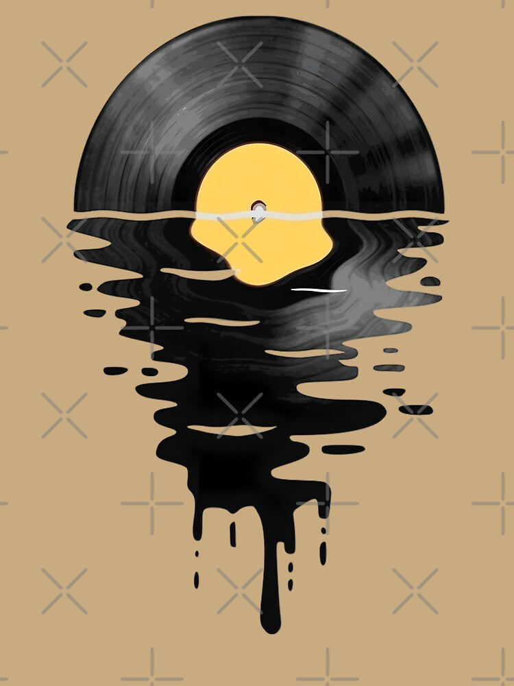 Melting Vinyl Record Art – Retro Music Aesthetic Design by Kruti Collection