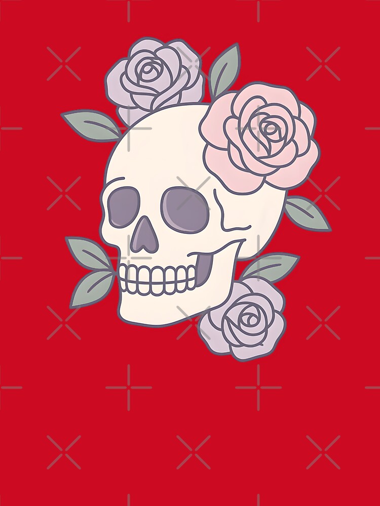 Pastel Skull and Roses – Soft Gothic Floral T-Shirt Design by Divakar Fashion