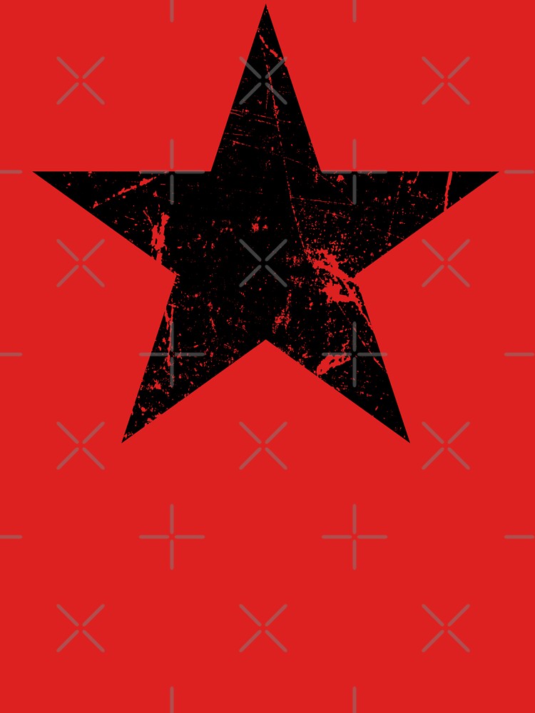 Black Star Distressed Red Background by EddieBalevo