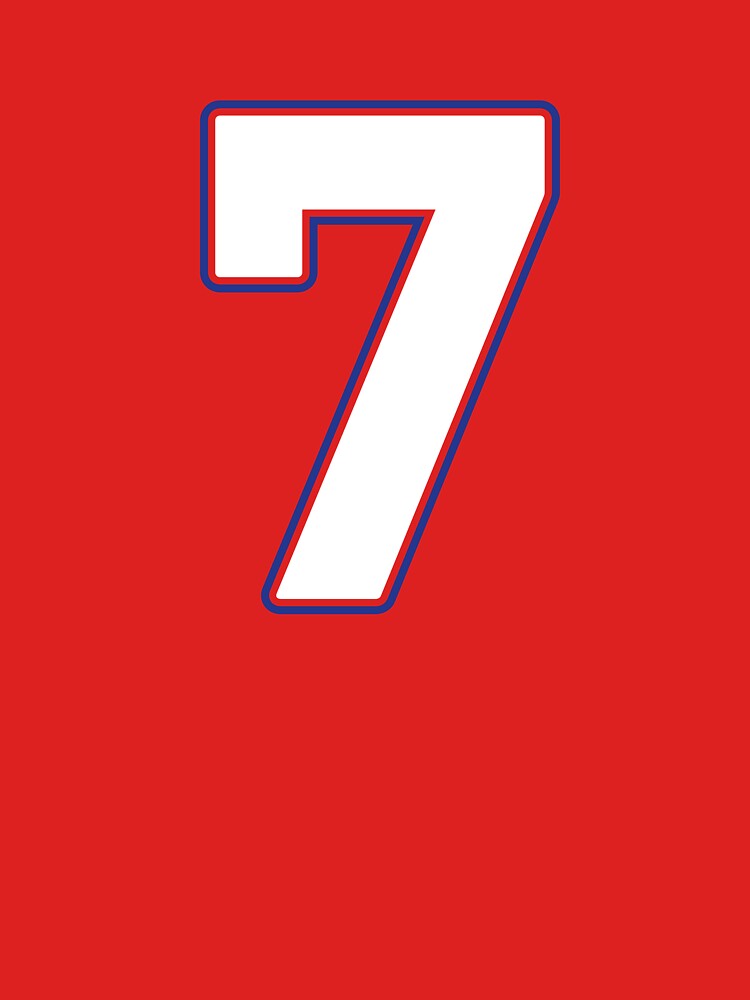 Jersey Number 7 / Player Shirt Number Seven (White with Blue Outline) by STUDIO-72