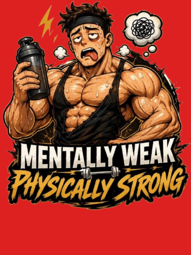 Mentally Weak Physically Strong Funny Gym Workout by Northern Glow Art