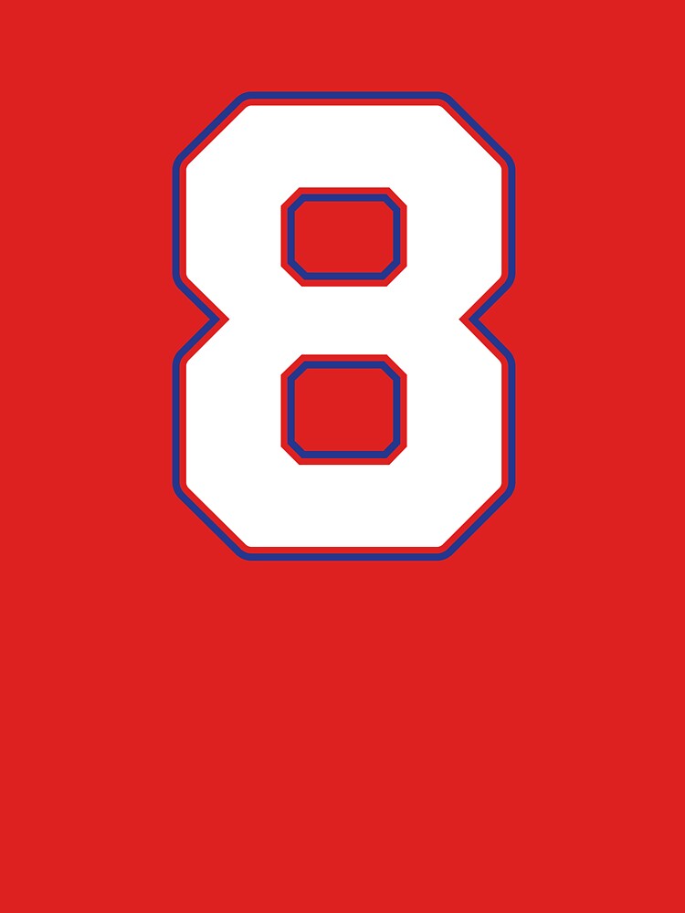 Jersey Number 8 / Player Shirt Number Eight (White with Blue Outline) by STUDIO-72