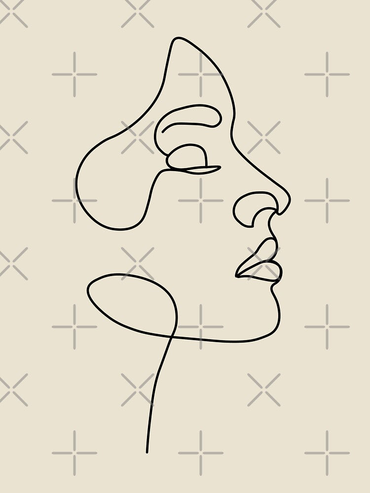 Continuous one line beauty woman face drawing for wall decor. single line art young girl banner. poster by JSWDESIGNS