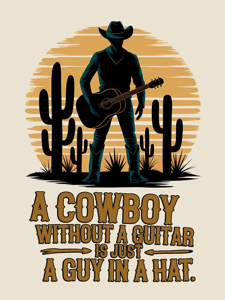 Cowboy and Acoustic Guitar - National Guitar Day by Art-Arcade6