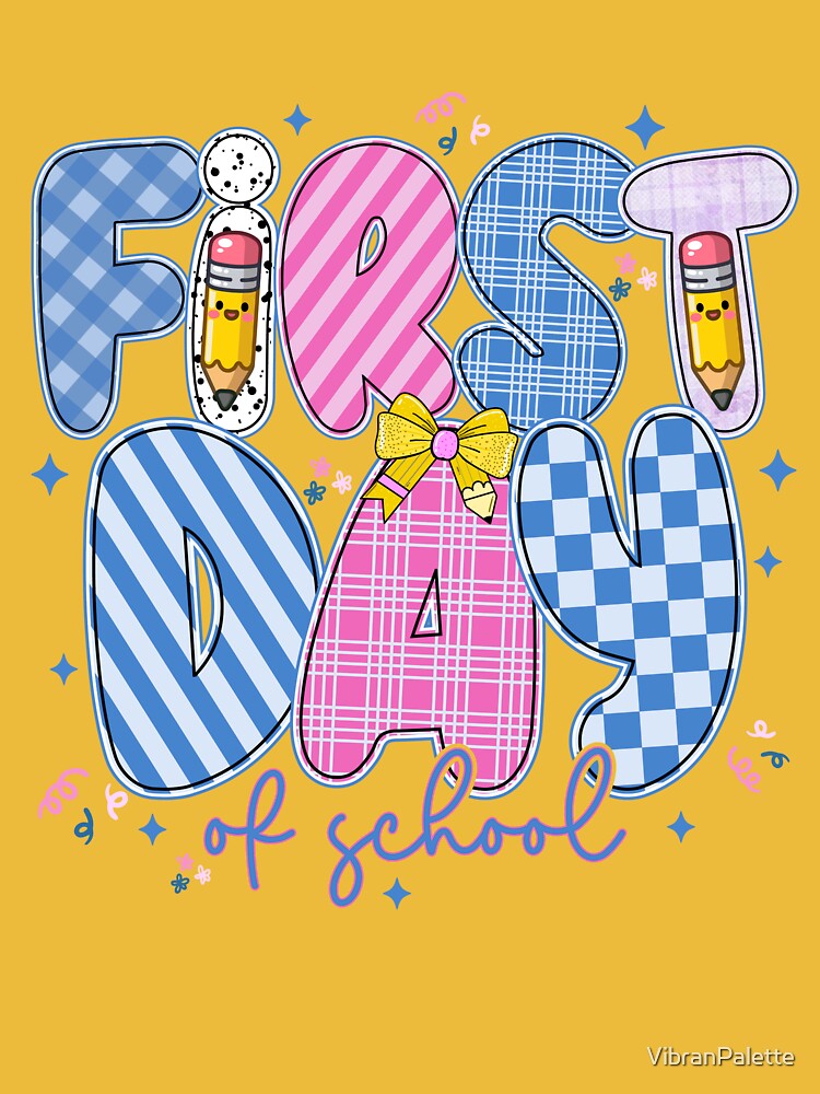 Cute First Day of School Retro Teacher Kids by VibranPalette