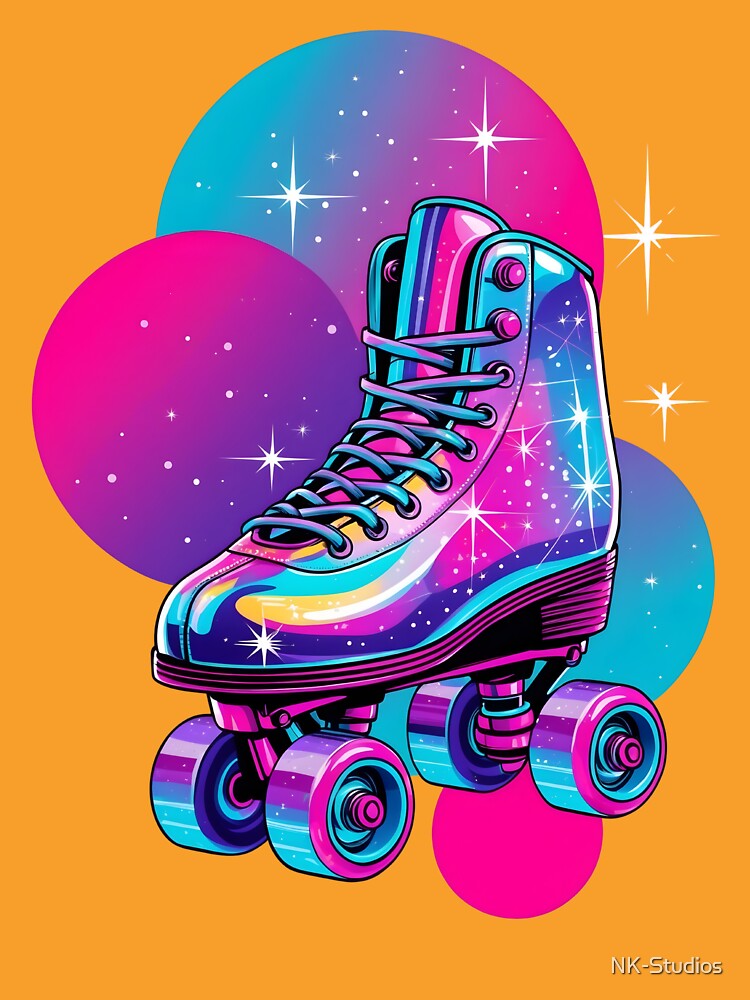 Neon Retro 80s – Design 08 Retro 80s Neon Roller Skate by NK-Studios