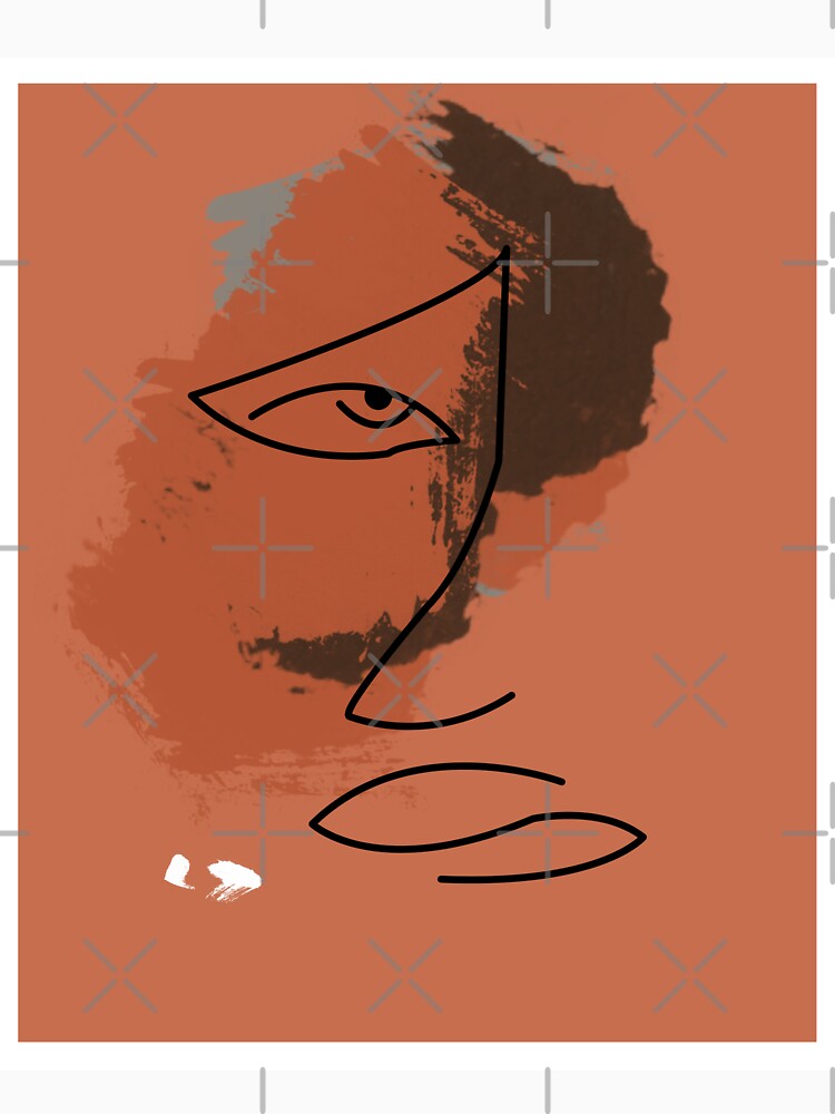 Minimalist Terracotta Single Line art of woman face by Doooriginals