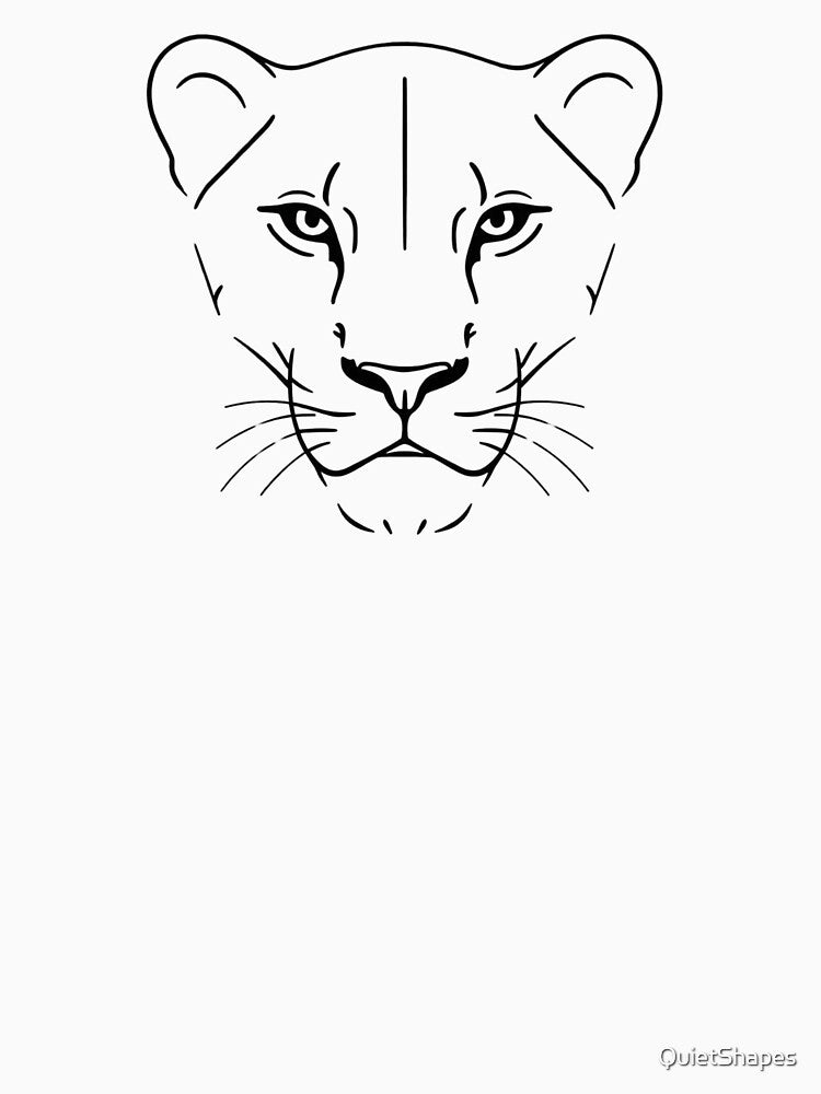 Fierce Elegance: Minimalist Line Art of a Lioness by QuietShapes