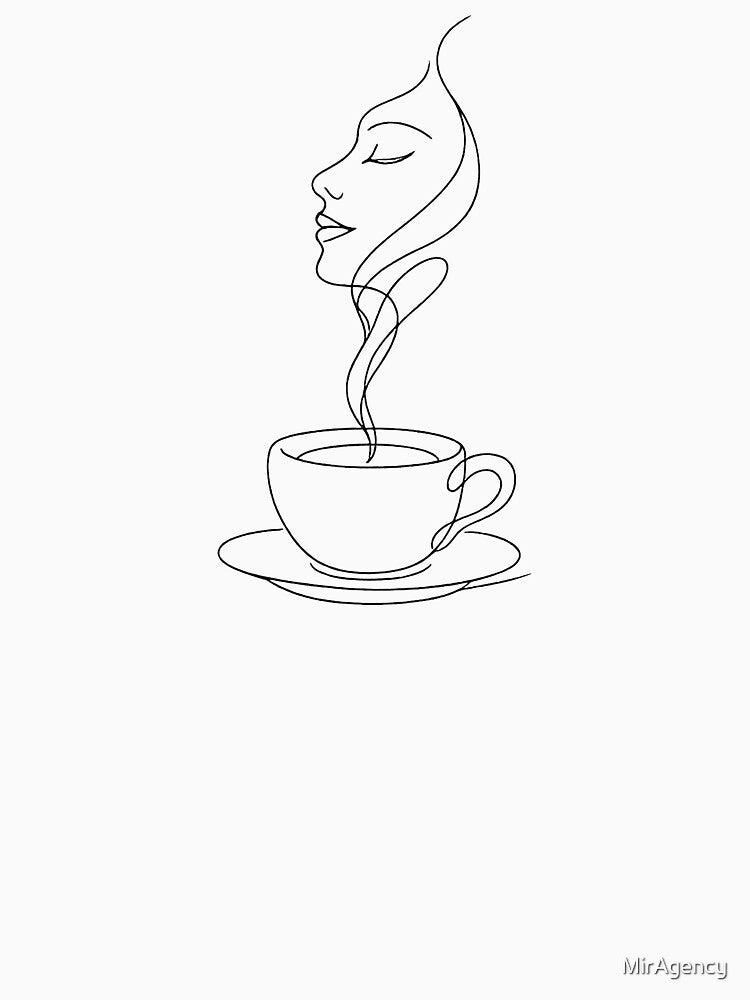 One Line Coffee Illustration | Minimal Face in Coffee Continuous Line Art by MirAgency