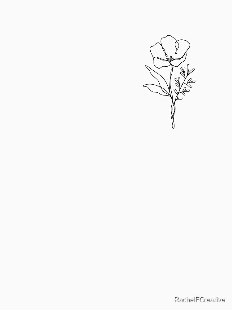 Wild Flower Botanical Line Art | Elegant Floral Leafy Design by RachelFCreative