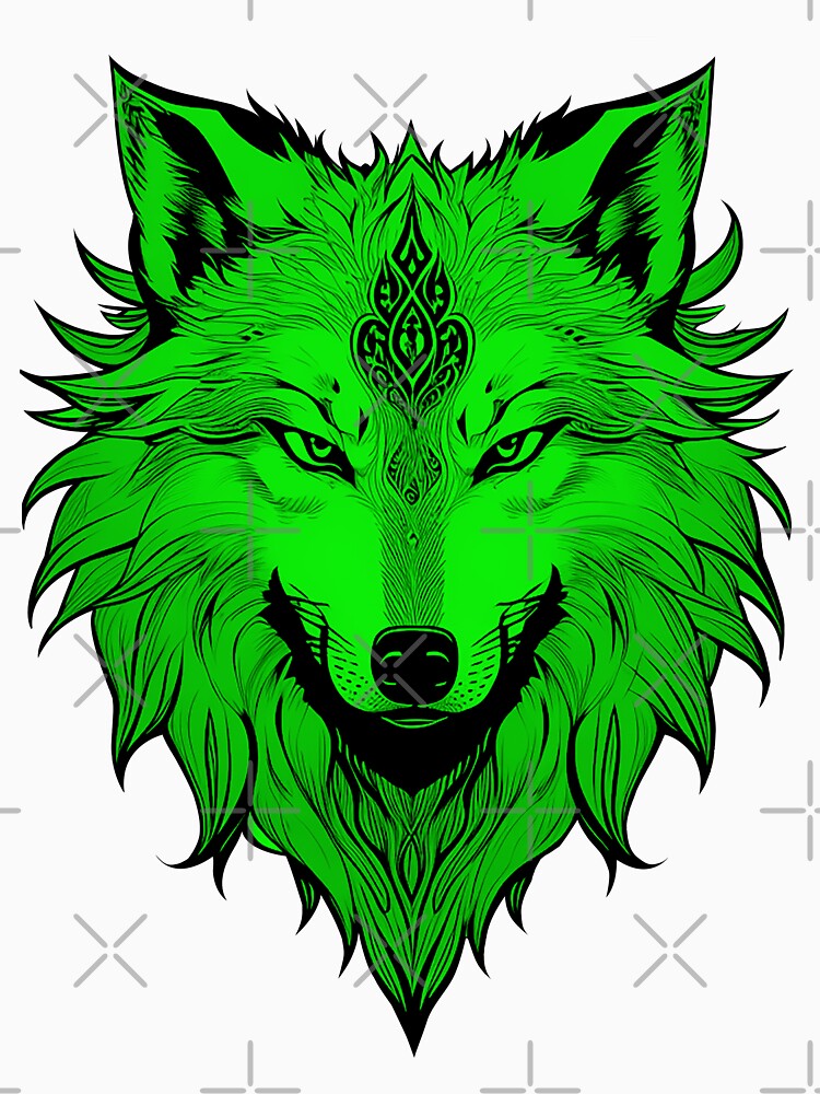 Illustration of a Green Wolf in Vector Style by NordicBadger