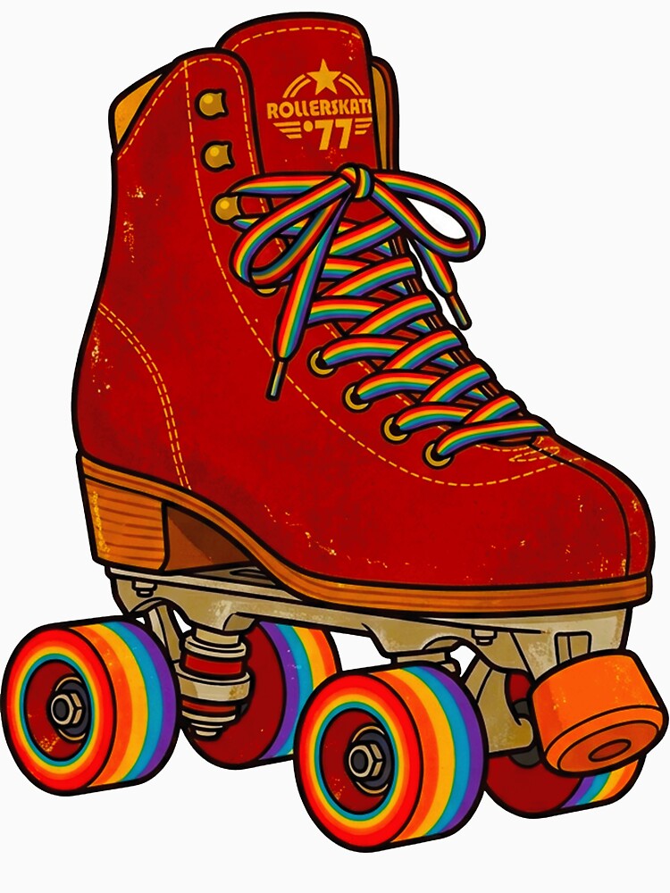 Vintage 77 Roller Skate Pride Rainbow Laces Retro LGBTQ Aesthetic by MT-Hub | Art for Every Soul