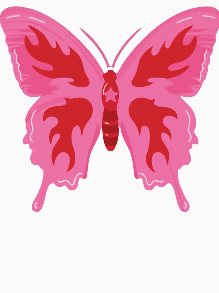 Y2K Pink Butterfly Aesthetic - Retro Star Design by biribiridesigns