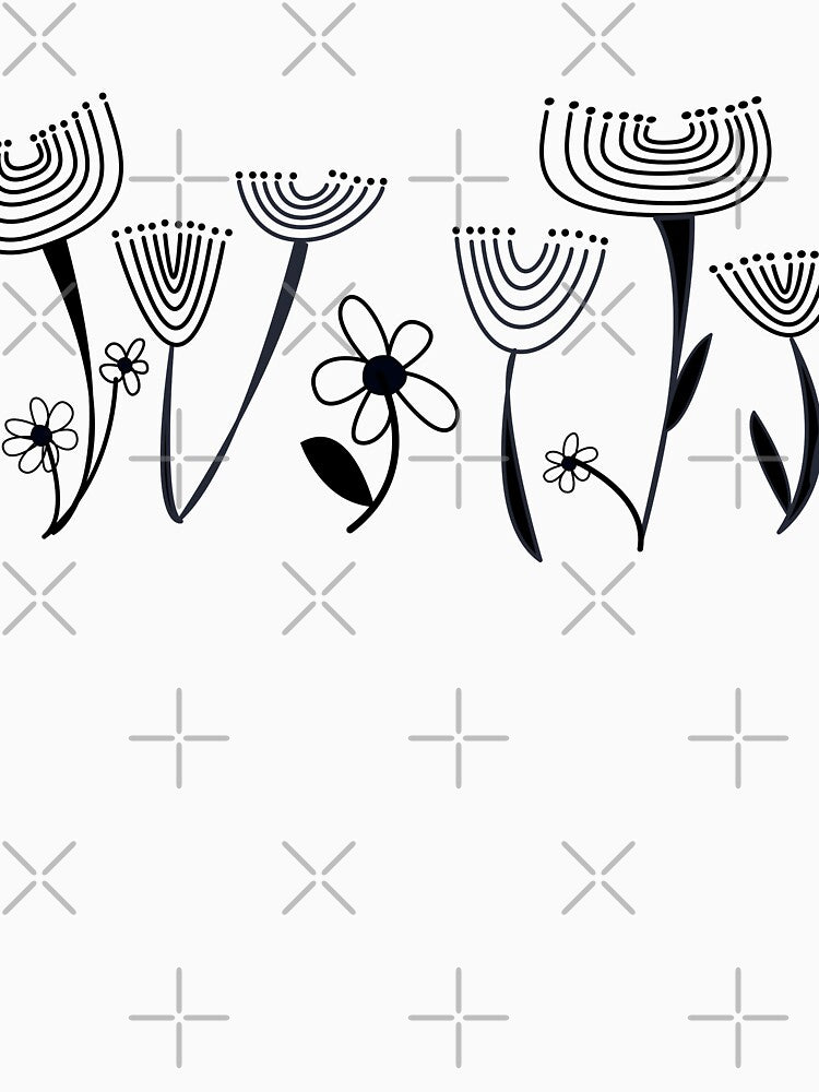 Simple, abstract, artsy graphic drawn flowers floral sketch - Caroline Laursen Original by Caroline Laursen