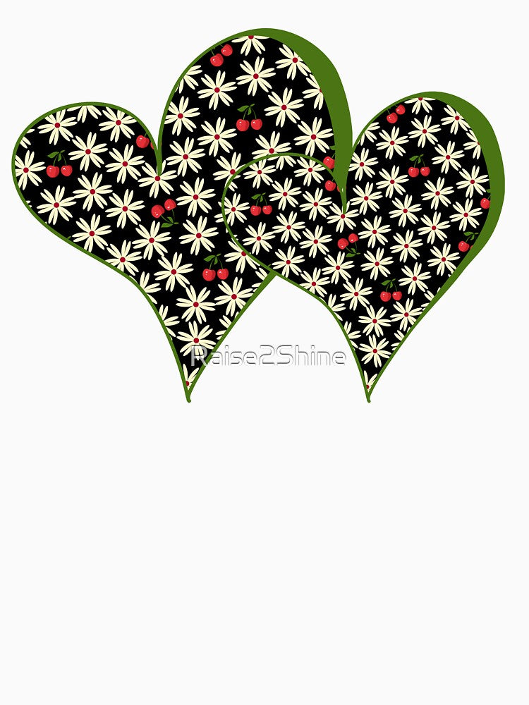 Retro Colorful Floral with Red Cherries Pattern Design by Raise2Shine