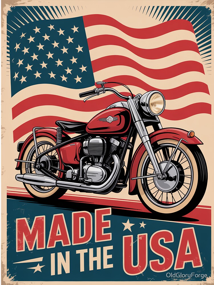 1950s Retro Americana Motorcycle T‑Shirt – Made in the USA by OldGloryForge