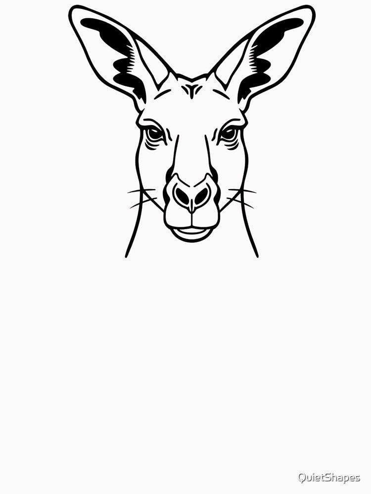 Fierce Balance: Minimalist Single-Line Kangaroo Face by QuietShapes