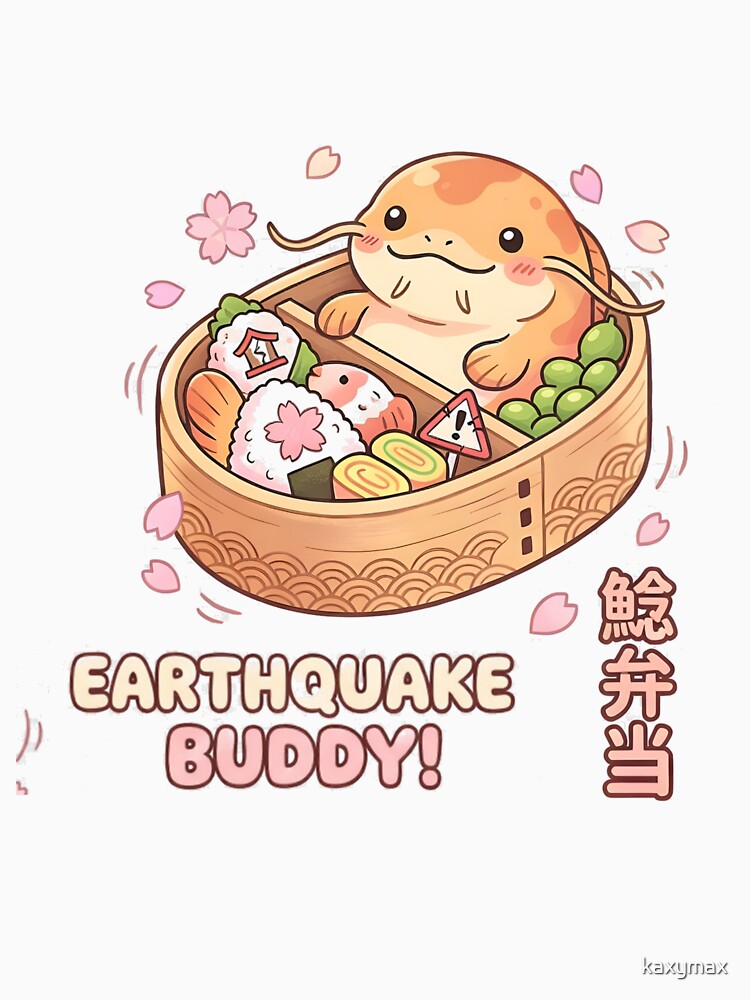 Earthquake Buddy Catfish – Cute Japanese Namazu Bento Illustration by kaxymax