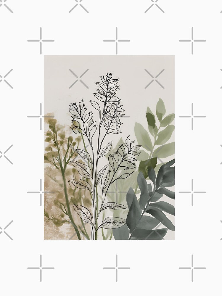 Elegant Nature-Inspired Illustration in Soft Tones and Ink by Monascreativeempire