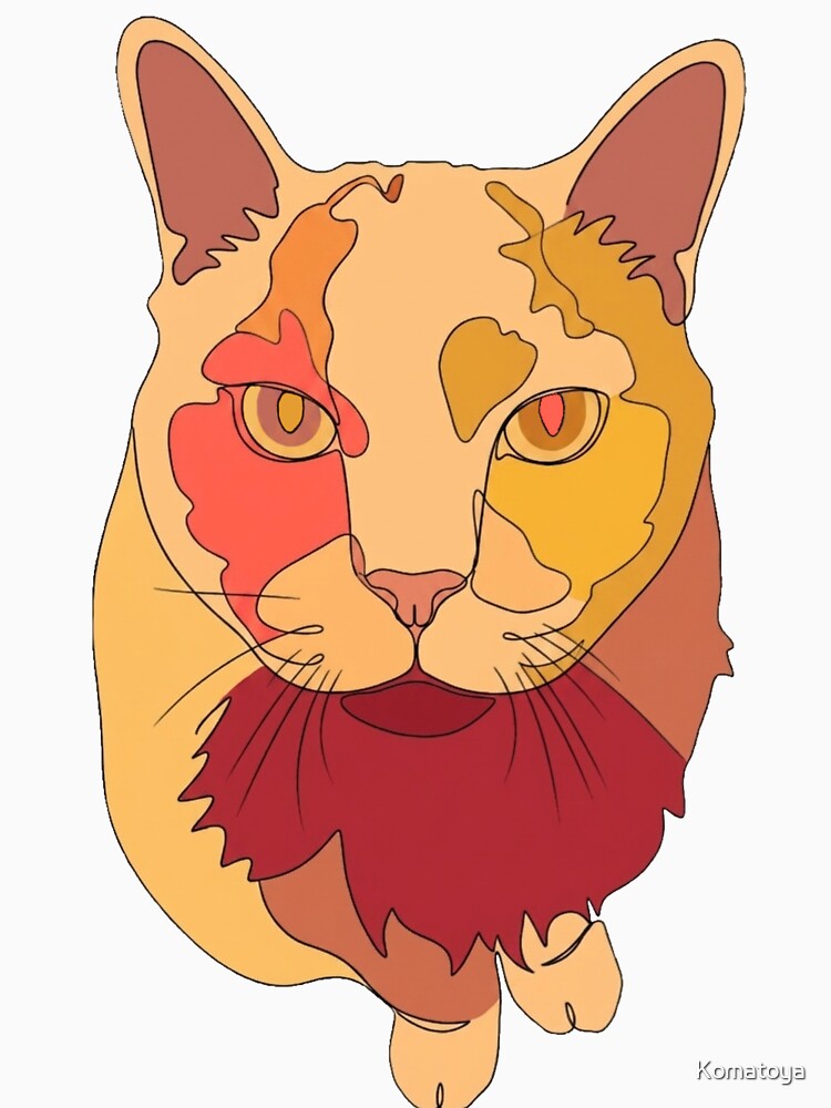 Warm Autumn Cat One Line Art by Komatoya