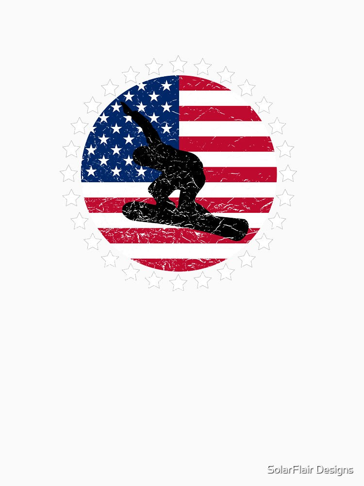 Patriotic Snowboarding Gifts – Snowboarder T Shirts and Accessories by SolarFlair Designs