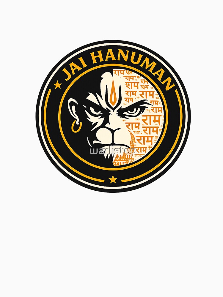 Jai Hanuman Badge Logo Minimal Hindu God Streetwear Style T-Shirt by warlistop