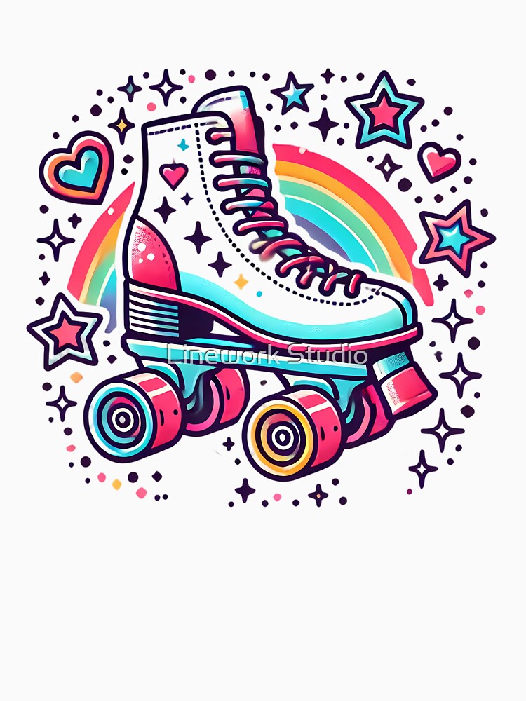 Retro Roller Skate with Rainbow – Colorful Pop Art Vibes by Linework Studio