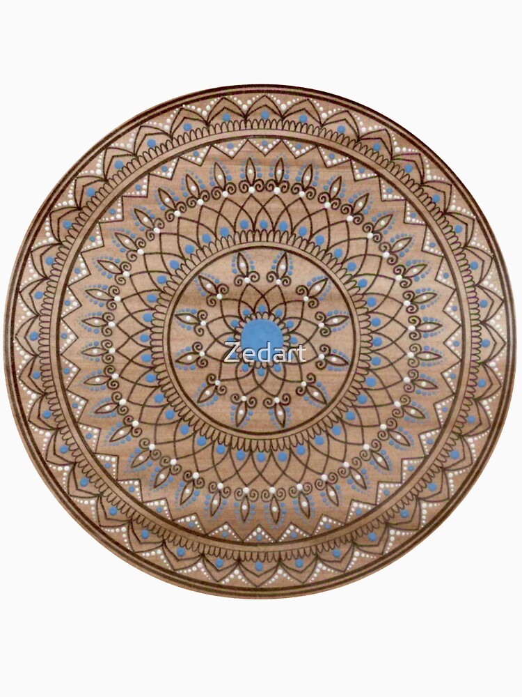 Hand Drawn Brown And Blue Mandala by Zedart