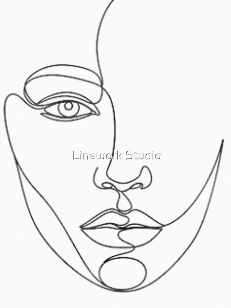 Minimalist One Line Face Art - Abstract Continuous Line Drawing by Linework Studio