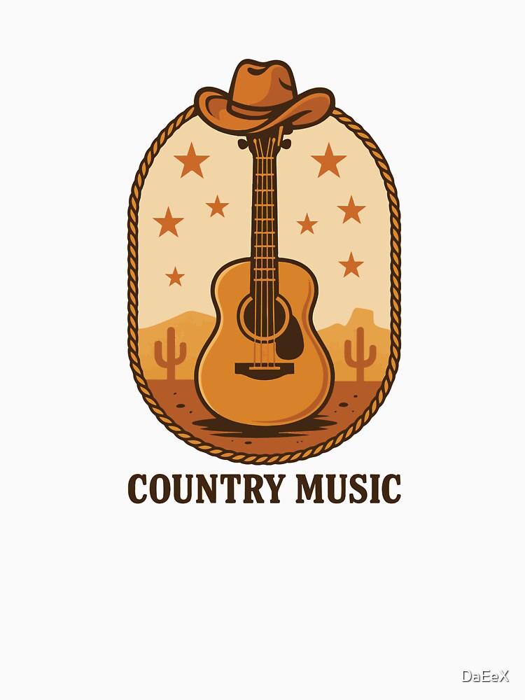 Western Acoustic Guitar Cowboy Hat Badge by DaEeX