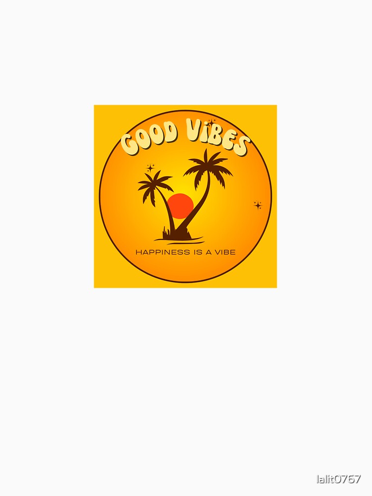 Retro Sunset Palm Trees Sticker - Good Vibes Only Tropical Badge by lalit0767