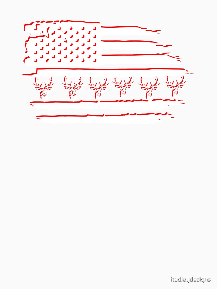 American Flag with one row of deer heads with antlers combi by hadleydesigns