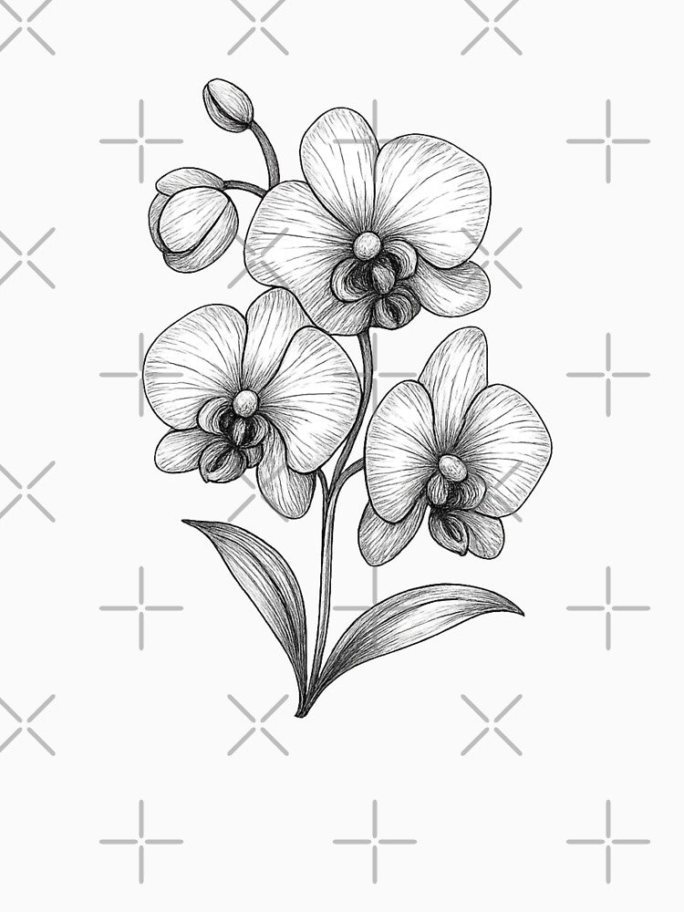 Botanical Elegance – Hand-Drawn Orchid Illustration by Joyfulfabric