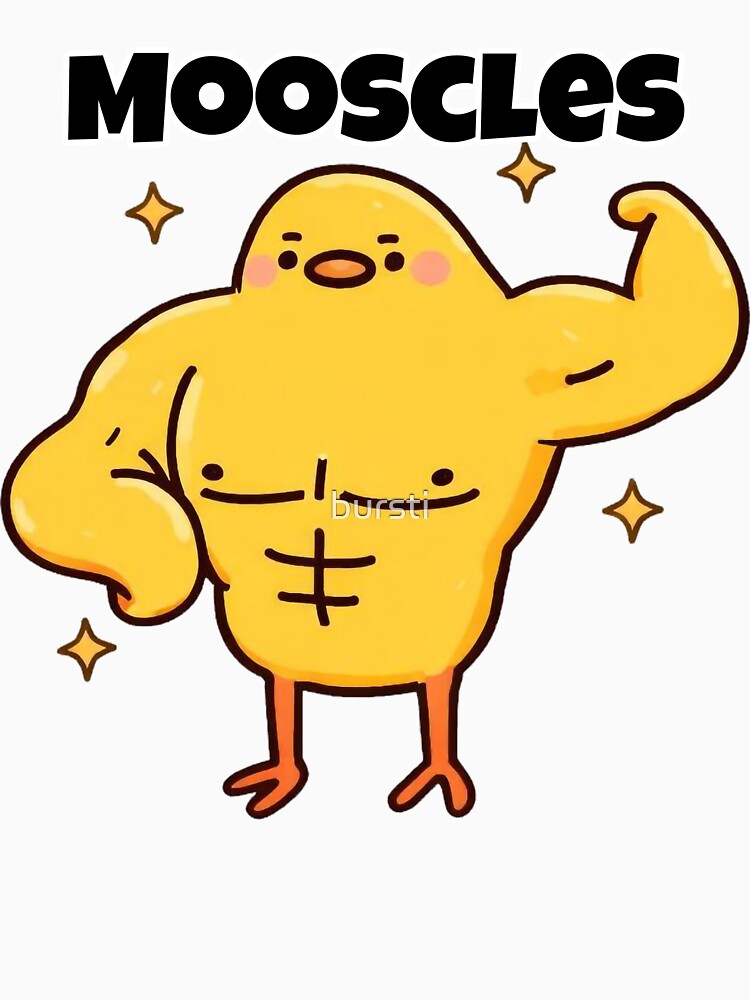 Mooscles Meme Sticker | Funny Muscle Chicken Gym Meme by bursti