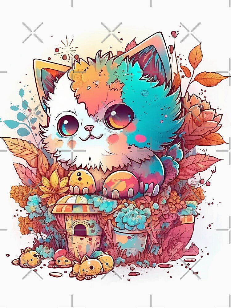 cute colorful cat by ffkj09