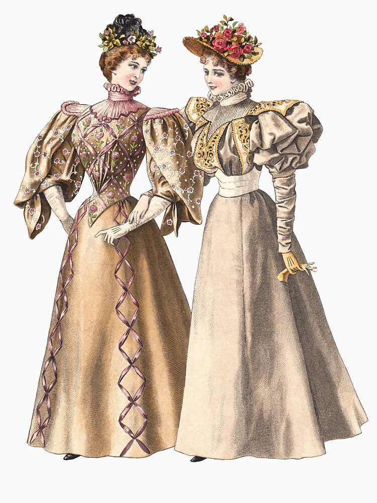 Two women wearing victorian 19th century fashion by Fashion through the ages