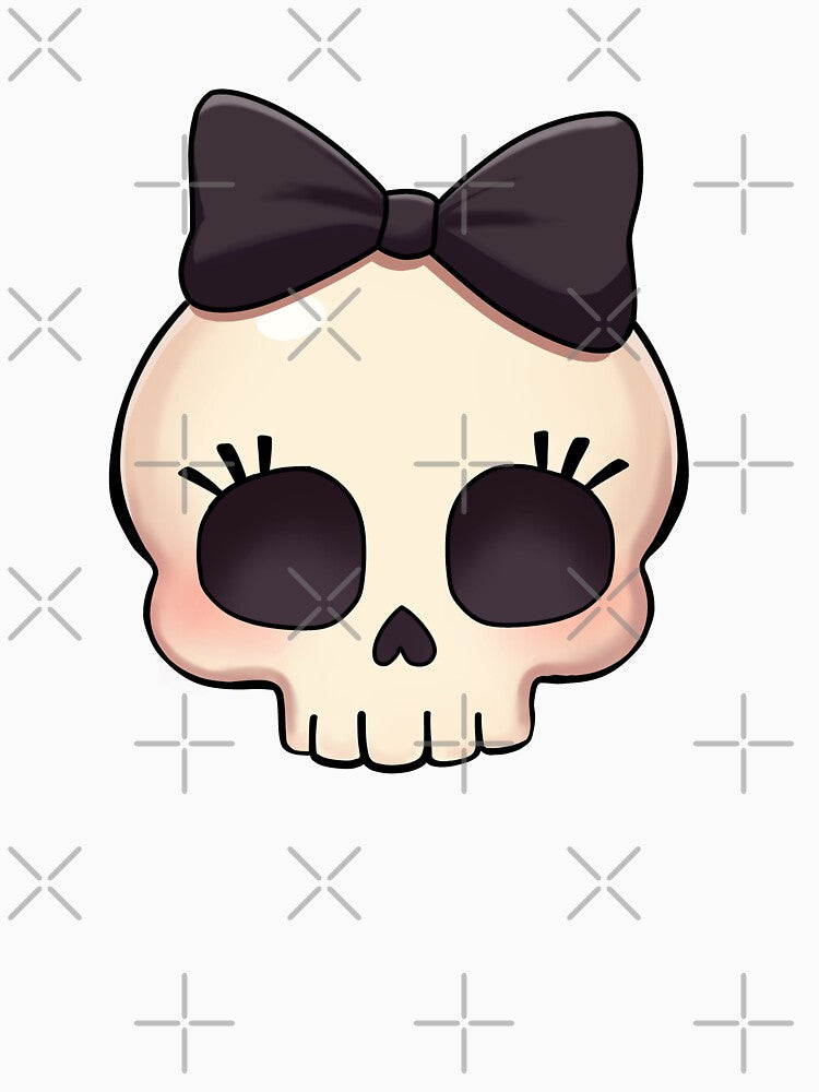 Cute Skull with Bow – Kawaii Goth Aesthetic by FarieArt