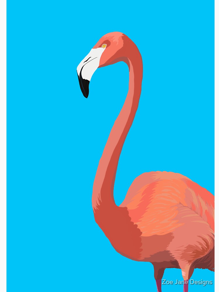 Flamingo on a blue background by Zoe Jane Designs