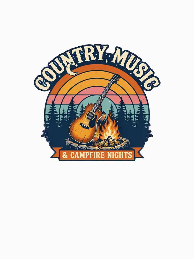 Country Music & Campfire Nights Vintage Camping Guitar Design by BeyondHorizonLive