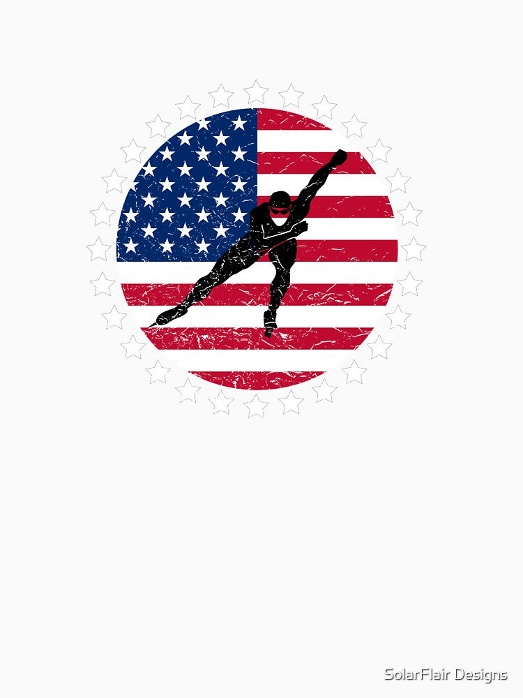 Patriotic Speed Skating Gifts – Speed Skater T Shirts and Accessories by SolarFlair Designs