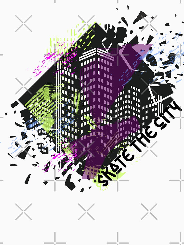 Dynamic urban cityscape featuring stylized high-rise buildings by GraphicComet