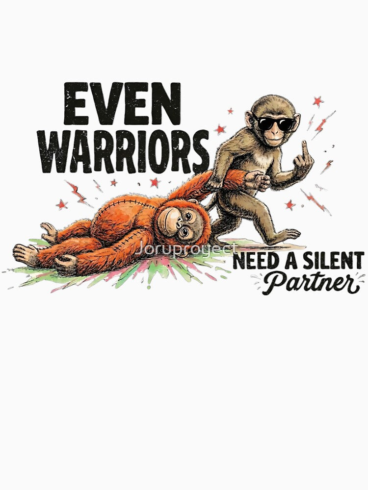 You and Your Silent Partner - Funny Warrior Monkeys and Savage Attitude Art by Joruproyect