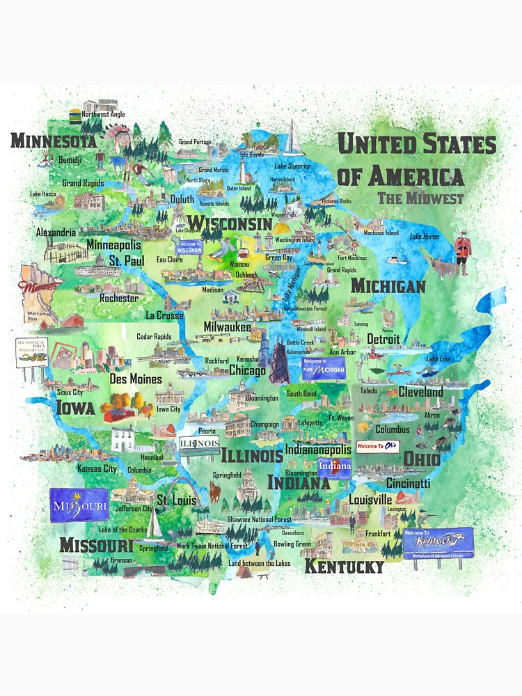 United States of America - The Midwest Map by artshop77