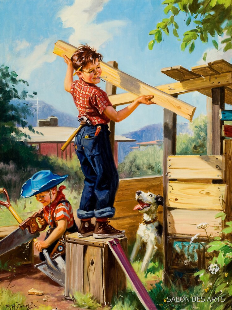 Building a Fort (20th century) - Hy Hintermeister by SALON DES ARTS