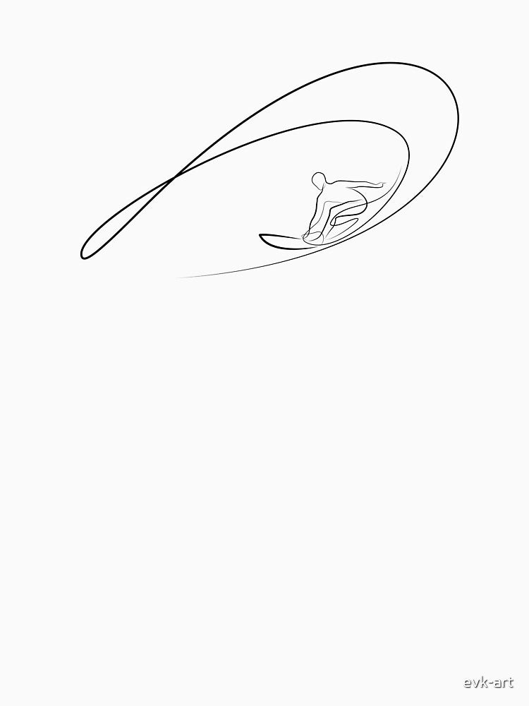 Surfing minimalist art in one line drawing by evk-art