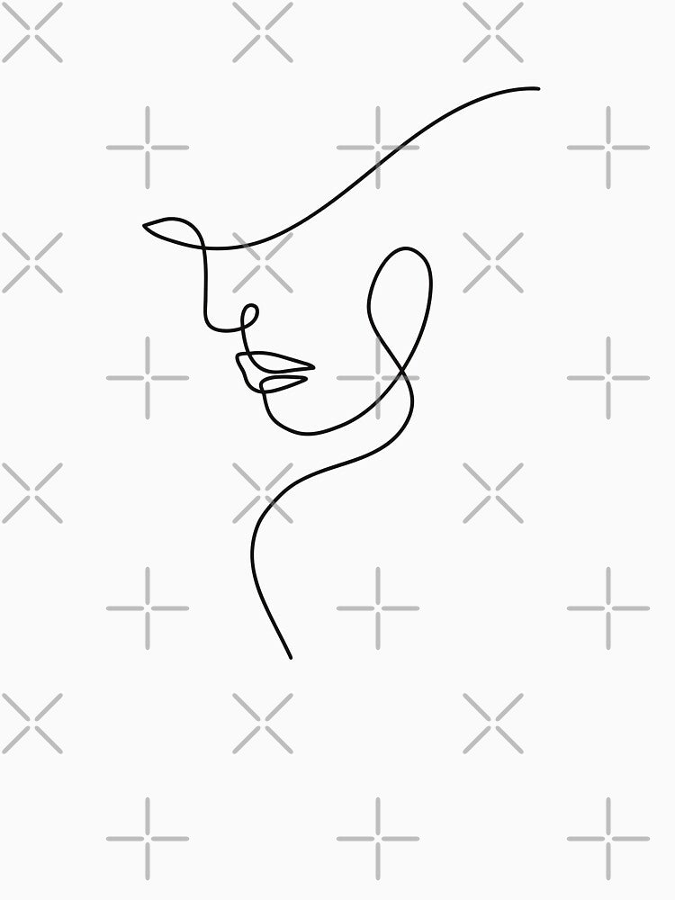 Line Art Woman Cake Topper, one line woman, lady face one line, face silhouette, line art cake topper, lady face lineart by Asapusri