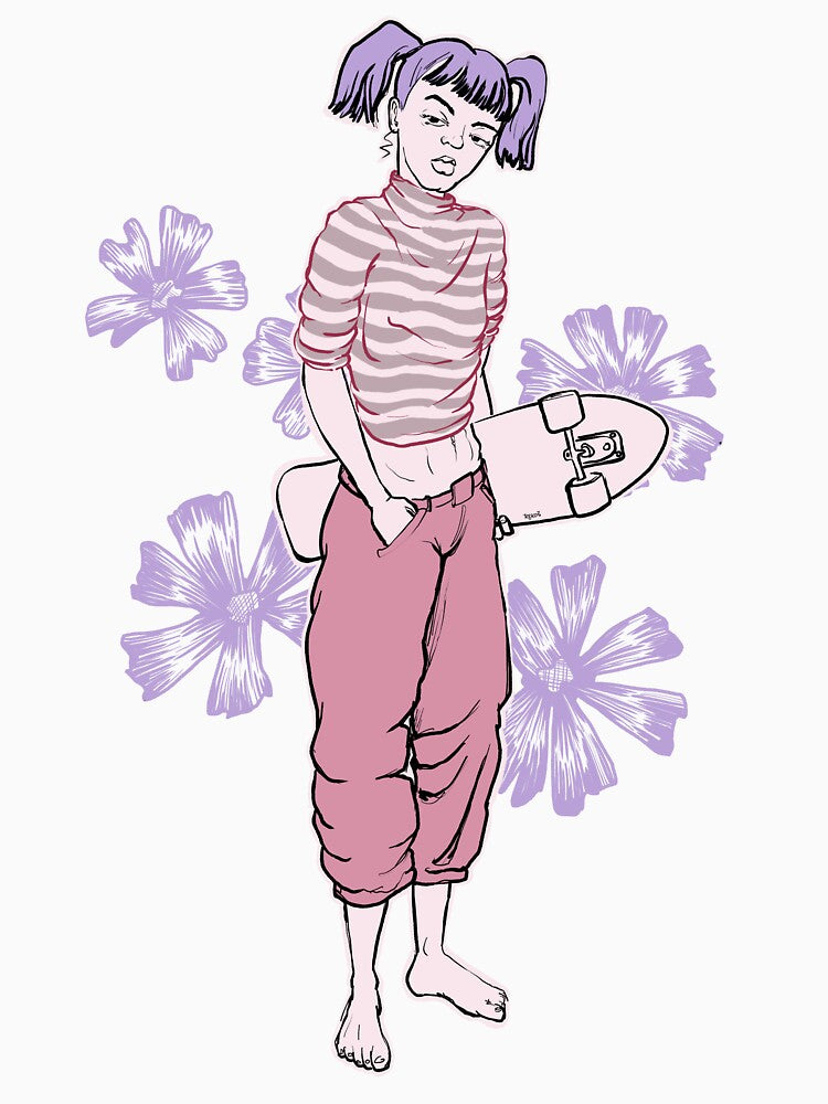 Surfskate girl with flowers by motylanoga