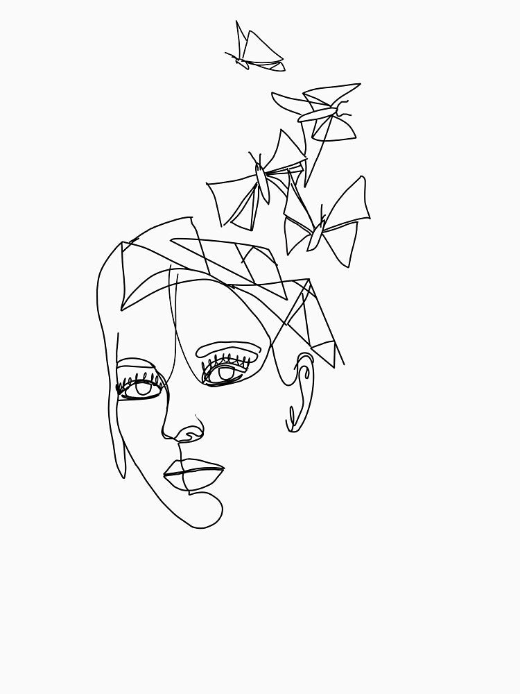 Simple and Minimal One Line Art Face. Continuous Line Drawing. Minimalist Abstract Face. by OneLineArt